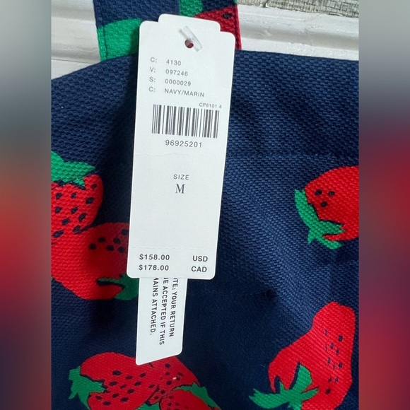 NWT new medium Anthropologie Maeve square neck shift dress strawberry navy blue - Picture 5 of 17